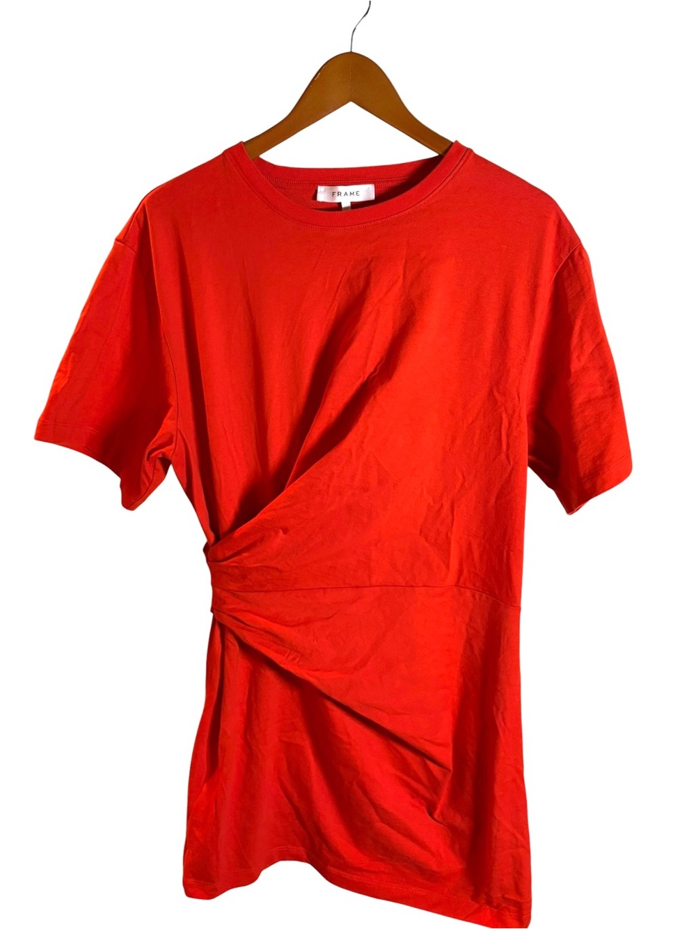 FRAME
Draped Knit Mini Dress in Red/Orange Sz L - Picture 6 of 9